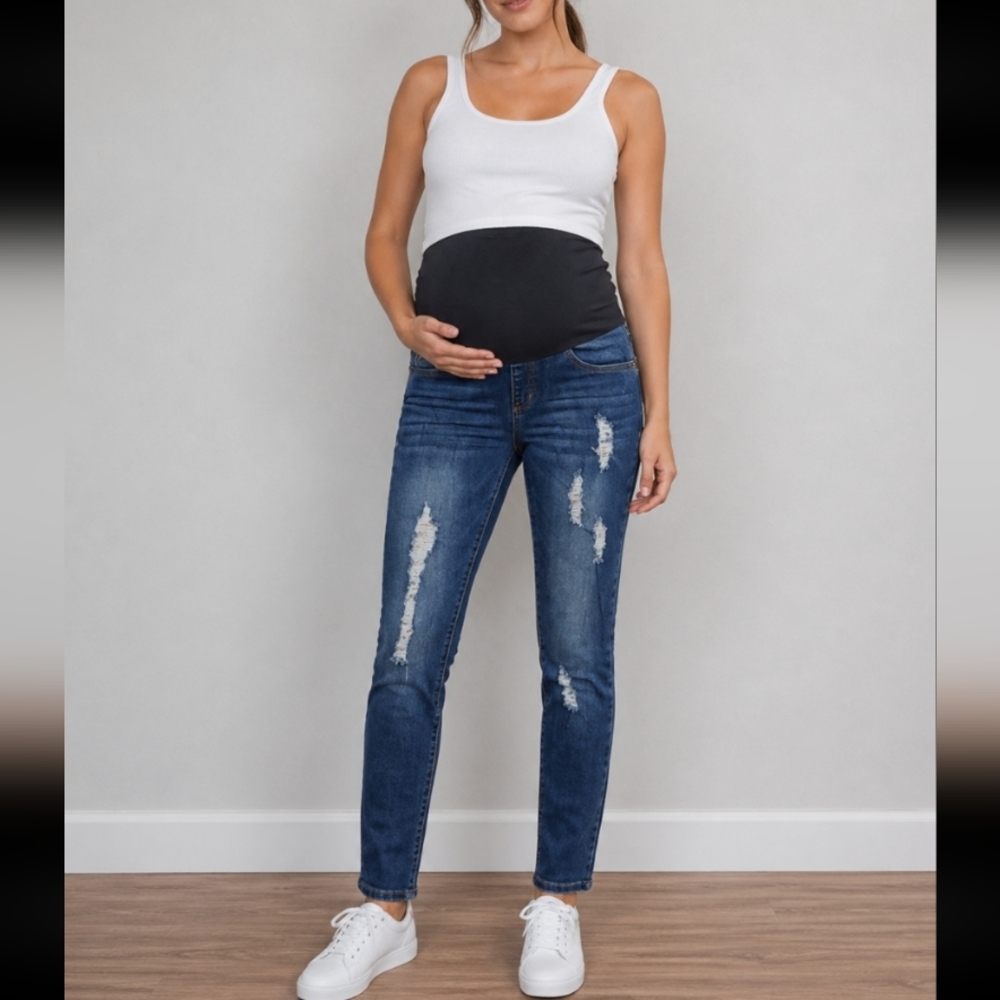HAUTE MAMA Maternity Distressed Skinny Jeans M